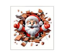 PVC Santa Wall Stickers - 30cm Santa Breaking The Wall, Christmas Wałl Decor Decals | Toilet Seat Lid Decals, Reusable Christmas Decorations & Tile Home Party Living Room Bathroom