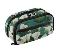 PVC School Supplies Chic Calla Lily Turquoise Pencil Case With Compartments