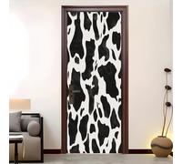PVC Self-Adhesive Door Sticker 82x200 cm Animal Cow Pattern Waterproof Door Mural Black Wallpaper Wall Stickers for Bedroom Living Room Bathroom Home Decor