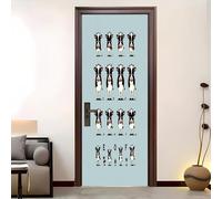 PVC Self-Adhesive Door Sticker 82x200 cm Animal Fun Cow Waterproof Door Mural Grey Wallpaper Wall Stickers for Bedroom Living Room Bathroom Home Decor