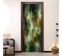 PVC Self-Adhesive Door Sticker 88x200 cm Abstract Flourishing Florals Waterproof Door Mural Colorful Wallpaper Wall Stickers for Bedroom Living Room Bathroom Home Decor