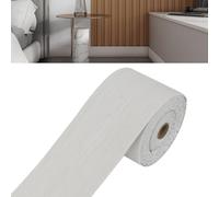 PVC Self-Adhesive Flexible Skirting Board Trim, 10M(L) x 10CM(W) Joint Sealing Tape, Flexible Bend Strip, Waterproof skirting Board for Kitchen and Bathroom (03-White maple wood)