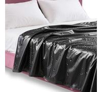 PVC Sheet Pad Waterproof Stain and Mess Oil-Proof Push Massage Spa Bed Sheet Thickened Protective Cover Bedspread Adult Couple for Upholstery Dressmaking Accessories (Black, 200 * 220cm)