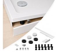 PVC Shower Tray Riser Kit, 95mm Height, Plastic Shower Tray Plinth & Support Legs Pack for Rectangle Trays, Up to 1400mm