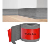 PVC Soft Skirting Board, Self-Adhesive, 10 m, Skirting Board, Transition Rail, Floor Boards, Self-Adhesive, for Kitchen, Bathroom and Living Room, Width 8 cm (Grey Wood Grain)
