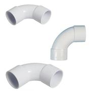 PVC Solvent Weld Waste Pipe 92.5° Swept Bend Fittings, 32mm, White, Pack of 3