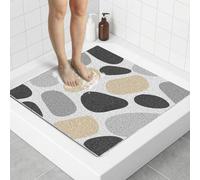 PVC Square Loofah Shower Mat Non Slip 70x70 CM, Anti Mould Quick Drying Bath Mat for Inside Shower, Anti Slip Shower Mats for Bathroom Floor, Shower Mats for Inside Shower, Gray Stone