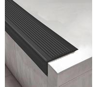 PVC Stair Edge Protector Self Adhesive Nosing Trim for Metal/Wood/Tiles Indoor/Outdoor Safety Treads Black (157"x2"x1") Durable Slip Resistant Easy Install