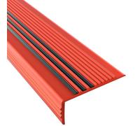 PVC Stair Nose Trim 3.3ft/4.4ft, Self-adhesive L-shaped Vinyl Non-slip Staircase Edge Protection for Indoor Outdoor(Red,500cm/16.4ft)