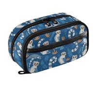 PVC Stationery Organizer Blue Lemur Simple Pencil Case With Compartments