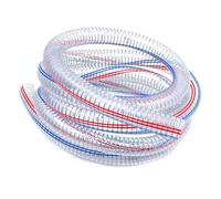 PVC Steel Wire Flexible Hose, PVC Spiral Steel Wire Hose 16mm ID 1m Includes 2 Clamps Multiple Sizes(Wall Thickness 2.5mm)