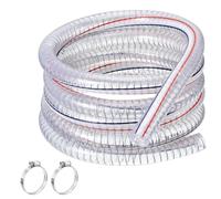 PVC Steel Wire Helix Flexible Hose, PVC Hose Steel Wire Helix Pipe Tube Wall Thickness 3.5MM Transparent Tubing 6.56FT with 2 Clamps for Conditional Oil(Inner Diameter 42mm)