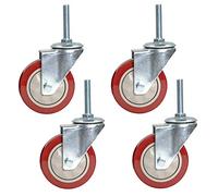 PVC Swivel Casters for Mobile Carts Replacement Wheels for Workbenches M12 x 60mm Threaded Stem Double Bearing Nut Included Pack of 4 (Universal 75mm/7.6cm)