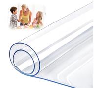 PVC Table Protector,Clear PVC Soft Glass Table Cover/Protector Waterproof,Table Cloth Waterproof Clear Plastic,Plastic Dining Table Cover,for Dining Room Tables,2mm Thickness,Transparent,40x40cm