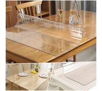 PVC Table Protector Clear Table Cloth Transparent Waterproof PVC Table Cover 1.5mm Thick Wipeable Desk Pad for Dining Room (85 cm Round)
