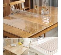 PVC Table Protector Clear Table Cloth Transparent Waterproof PVC Table Cover 1.5mm Thick Wipeable Desk Pad for Dining Room (105 cm Round)
