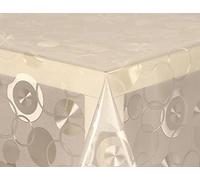 PVC Tablecloth Clear Circles 2 Metres (200cm x 140cm), Embossed Frosted Transparent Clear Rings, Wipe Clean, Vinyl/Plastic Table Cloth