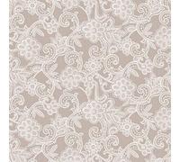 PVC Tablecloth Fleur Lace Taupe 2.5 Metres (250cm x 140cm), Floral Scroll, Natural Mink Beige Off White, Wipe Clean, Vinyl/Plastic Table Cloth