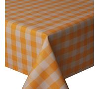 PVC Tablecloth Picnic Yellow 1.5 Metres (150cm x 140cm), Gingham Check Squares, White Lemon, Wipe Clean, Vinyl/Plastic Table Cloth
