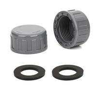 PVC Thread Cap, Pack of 2 Round Female Thread Hose Connector with Rubber Washers Female Thread Hose Connector, for Drain Valve, Sand Filter System (25 mm)