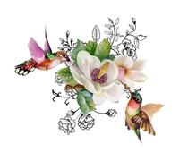 PVC Toilet Lid Decal Stylish Strong Adhesive Flower and Bird Sticker Decorative Bathroom Accessories Toilet Decal for Office