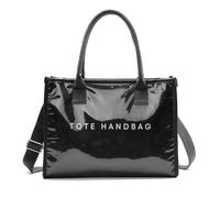 PVC Tote Bag New Women's Kraft Paper Letters Print Top Handle Bag for Women, Black, One Size