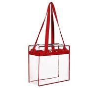 Pvc Transparent Bag Square Large Capacity Travel Storage Bag Portable Crossbody Handbag Purse Scarfs for Handbag (Red, One Size)