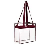 PVC Transparent Square Large Capacity Travel Storage Bag Shoulder Bag O Bag Bags Women Not Original, Wine Red, One Size