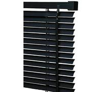 PVC Venetian Blind Blinds Easy Fit Curtains Trimmable Fittings Windows Treatment Shutters Twist Open Close (Black, 90x150)