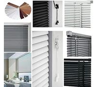 PVC Venetian Blind Blinds Easy Fit Curtains Trimmable Fittings Windows Treatment Shutters Twist Open Close Grey, 120X210 (LONG DROP)