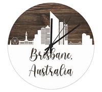 PVC Wall Clock Brisbane Skyline Australia Large Wall Clock City Scene Round Clock Wall Decor 8.8in Battery Operated Silent Non-Ticking Bright Large Wall Clock for Living Room Kitchen Bedroom Office