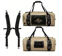 PVC Waterproof Motorbike Saddle Bag 90L Large | 90L extra large volume, stores helmet and clothes, 500D PVC cloth, tear resistant, long trips(Khaki 60L (34*25*74cm))