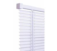 PVC Window Venetian Blinds Strong Trimmable Easy Fit Curtains Shutters Twist Open Close Blinds Home Office Drop 150cm (White, 60cm x 150cm)