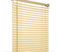 PVC woodgrain effect windows shutters for privacy home offices Blinds - Strong Trimmable Easy fit child safe window curtains - Natural colour - Width 120cm x Drop 213cm