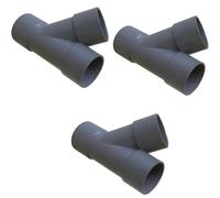 PVC Y-Branch Pipe Fitting, 50mm, Grey, Pack of 3, Solvent Weld Waste