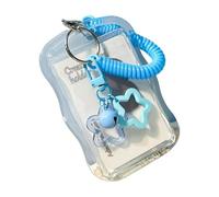 PVCFJYH Clear Card Holder with Spring String Star Charm, Blue