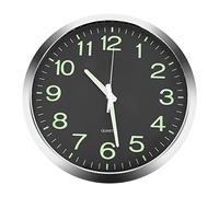 Pvczool 12 Inch Round Luminous Wall Clock Glow in the Dark Non-Ticking Indoor Decor -Silver