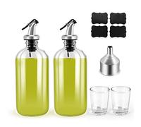 Pvczool 16Oz Glass Mouthwash Dispenser with Pour Spout Funnel and Labels Reusable Mouthwash Bottles Container