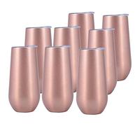 Pvczool 8 Packs Stemless Champagne Wine Tumbler, 6 OZ Double-Insulated Wine Tumbler with Lids Unbreakable Cocktail Cups