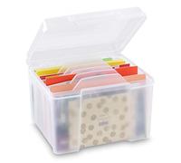 Pvczool Greeting Card Organizer & Storage Box with 6 Adjustable Dividers