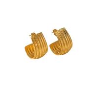 Pvd Gold Plated Shine Pleated Piano Claw Irregular Earrings Stainless Steel Vintage Luxury OOTD Lady Jewelry