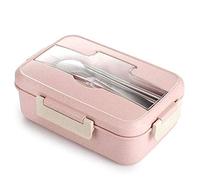 PVGYUJFD Lunchbox, Bento Boxes Divided Fat Loss Fitness Weight Lunch Box, Light Food Salad Simple, Cutlery Int(Pink)