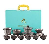 PVGYUJFD Tea set, 12 Piece Tea Set, China Cups with 7 with Gift Sets Dishwasher and Microwave for Adults Party Afternoon High-end Gifts(Black)