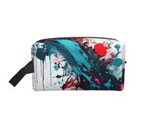 pvinnk Abstract Paint Splashes Print Portable Makeup Pouch Travel Toiletry Bag Storage Bags with Handles Large Capacity, White, One Size