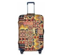 pvinnk African Textile Patchwork Print Protective Luggage Cover Elastic Washable Suitcase Travel Gear Protector, White, L
