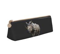 pvinnk animal rhino Print Stylish and practical Pencil Case Large Capacity Triangle Pencil Pouch with Zipper