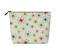 pvinnk Atomic Stars Retro Pattern Print make up bag Single-layer Makeup Bags Travel Cosmetic Organizer Large Capacity Zippered, Black, One Size