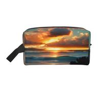 pvinnk Beach Maui Hawaii Sunset Sea Waves Clouds Print Portable Makeup Pouch Travel Toiletry Bag Storage Bags with Handles Large Capacity, White, One Size