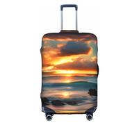 Pvinnk Beach Maui Hawaii Sunset Sea Waves Clouds Print Protective Luggage Cover Elastic Washable Suitcase Protector Travel Gear Protector, White, S