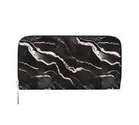 pvinnk Black rose gold Marble Print Elegant Leather Hand Wallet Women Capacity Big Casual Wallet Travel-Ready Wallet, Black, One Size, Art